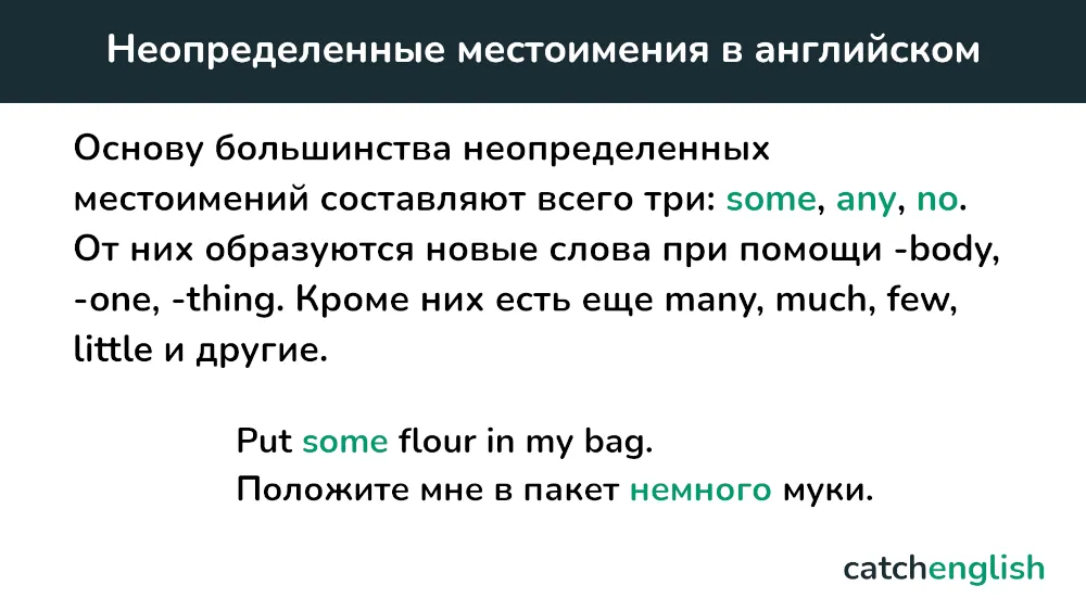 Неопределенные местоимения в английском языке