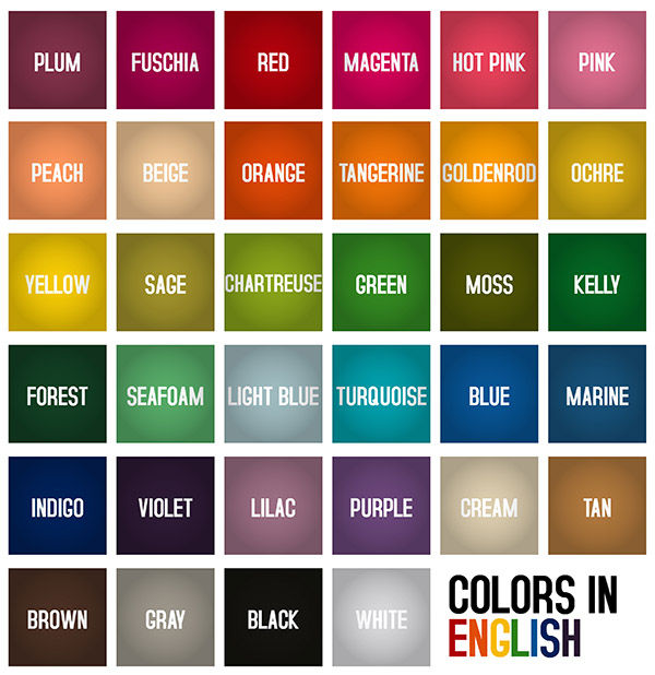Цвета по английски